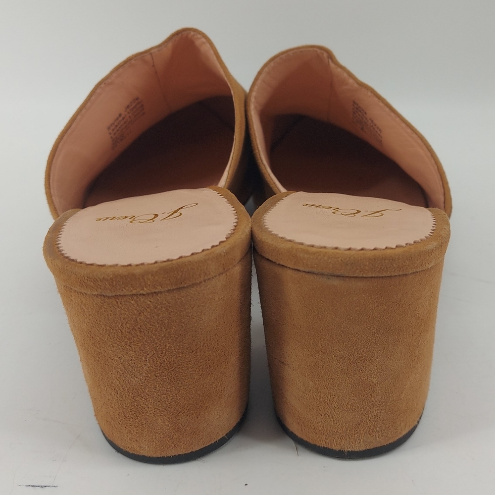 J. Crew Mules Tan Leather Suede Block Heel J8226 Size 8 - Picture 3 of 8